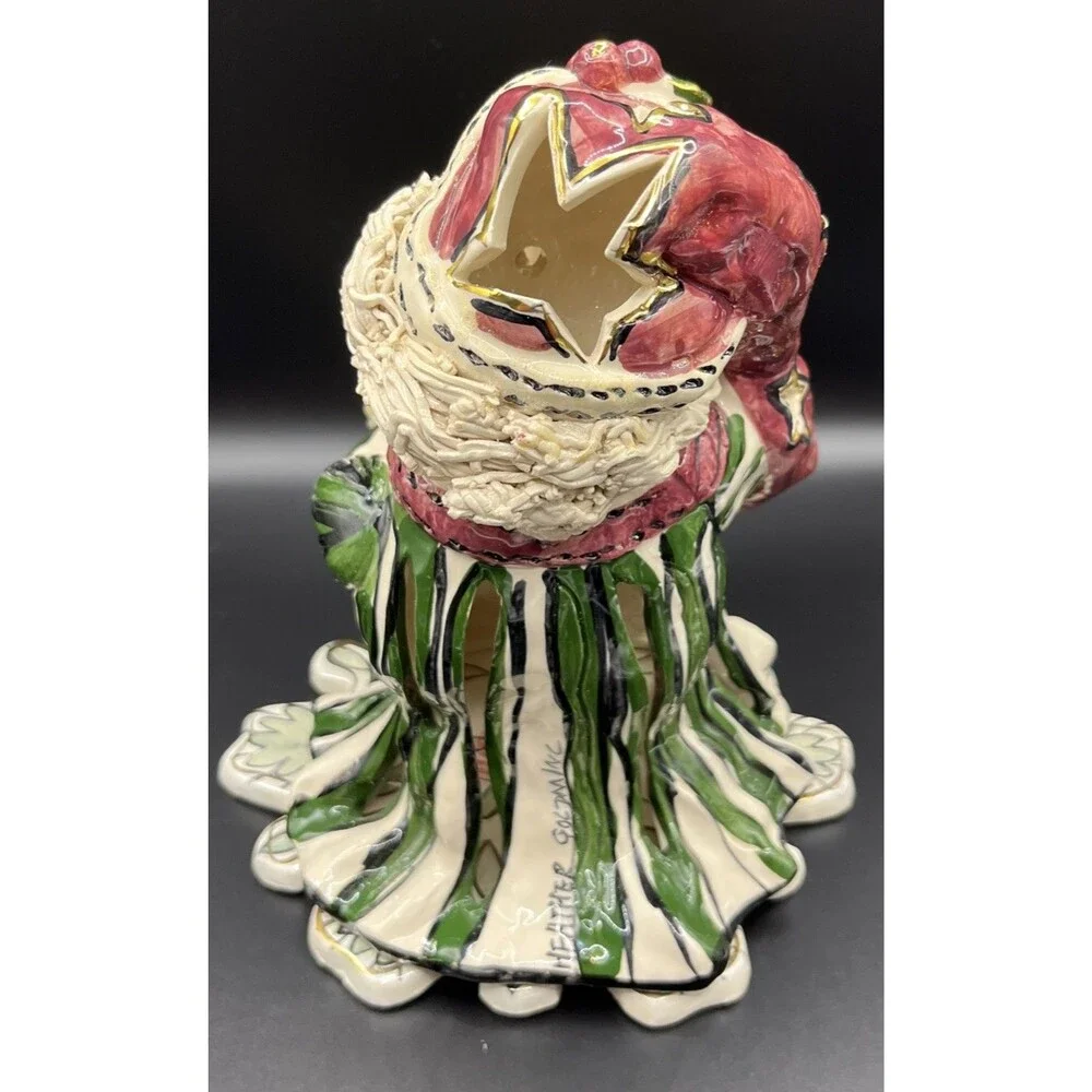 VNTG Blue Sky Clayworks Heather Goldminc Santa Claus figurine candle topper -New